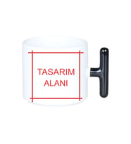 İstediğiniz Şekilde Tasarlayabileceğiniz  Porselen Siyah T Kulplu Kupa