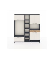 Arges Dolap 12 Raflı Tek Çekmeceli 8 Kapaklı 220x30x243 Antrasit-Aytaşı/Çam