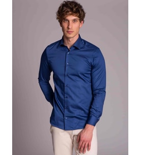 İndigo Erkek Slim Fit Düz Paul Yaka Uzun Kol Gömlek