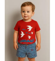 Erkek Bebek Desenli Şort (Mavi)