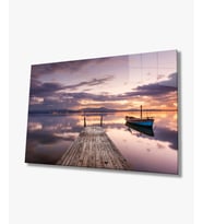 Kayık Manzara Cam Tablo Cam Tablo Hediyelik Büyük Tablo Ev Ofis Dekoru