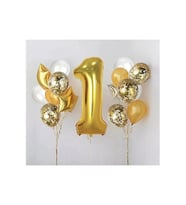 1 Yaş Gold Folyo Balon Şeffaf Balon Seti Doğum Günü Parti Seti M21