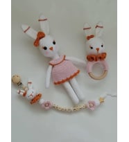 Sevimli Tavşan Uyku Arkadaşı Seti Amigurumi Organik Oyuncak
