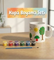 Kendin Tasarla Seramik Kupa Boyama Seti – 6 Renk Boya & Fırça ile Yaratıcı Hobi Hediyesi