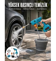 Şarjlı Ve Yüksek Basınçlı Oto Yıkama Makinesi Ve Sulama Tabancası Bahçe Yıkama Makinesi
