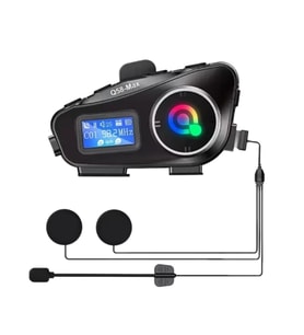 River World Motorsiklet Kaskı İçin Bluetooth Kask Kulaklığı LCD Ekranlı SD Kart Bölümlü Fener Özellikli