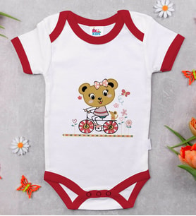 BK Kids Sevimli Ayı Tasarımlı Kırmızı Bebek Body Zıbın-2