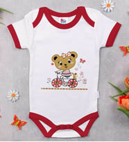 BK Kids Sevimli Ayı Tasarımlı Kırmızı Bebek Body Zıbın-2