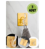 Altın Renkli Şeffaf Yapışkanlı Askı 3’lü Set