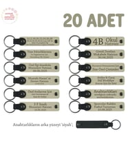 Sütlü Kahve & Siyah, Öğrencilere Özel Dönem Sonu Hatırası, İsim Yazılabilen Anahtarlık 20' li Set