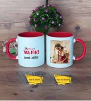 Mutfağın Sultanı Anneye Hediye Kupa Bardak Kırmızı Fotoğraflı Anneler Günü Hediyesi