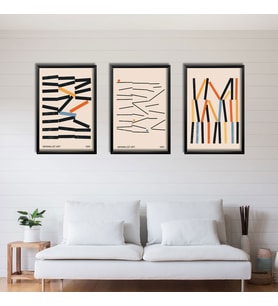 3'lü Ahşap Lamine Çerçeveli Mdf Tablo Minimalist Art 1920 (Siyah)