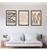 3'lü Ahşap Lamine Çerçeveli Mdf Tablo Minimalist Art 1920 (Siyah)