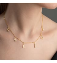 14k altın kaplama isimli zirkon taşlı kolye