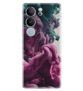 Vivo V29 Kılıf Desenli Silikon Pink Green Cloud 1306