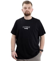 Mode XL Battal Beden Erkek Tişört Bisiklet Yaka Baskılı OUT SIDE U24041 Siyah