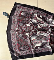 Osmanlı, Elegan Çiçek ve Paisley Desenli Asalet Şal 180x70 (Mat Siyah - Krem)