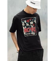 Rock Metal Müzik Grubu AC DC Baskılı Unisex Tişört, Oversize Highway To Hell Tişört