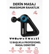 12 Başlıklı Profesyonel Derin Doku Masaj Tabancası – Sessiz Motor, 6 Kademe, Ergonomik Tasarım