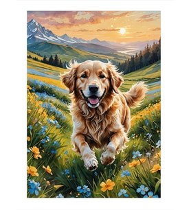 Kırda Koşan Köpek Art Mdf Poster