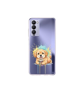 Tecno Camon 18P ile Uyumlu Splash Köpek Tasarımlı Şeffaf Silikon Kılıf