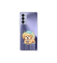Tecno Camon 18P ile Uyumlu Splash Köpek Tasarımlı Şeffaf Silikon Kılıf