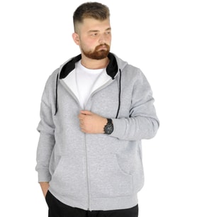 Mode XL Erkek Sweatshirt Kapşonlu Zippered Basic 20543 Grimelanj