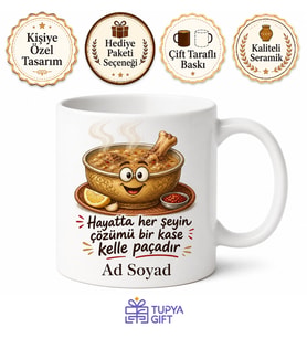 Kelle Paça Temalı Komik Baskılı Kupa Bardak Esprili Hediye Porselen Mug