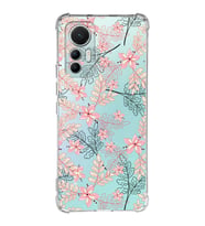 Xiaomi Mi 12 Lite Uyumlu Köşe Korumalı Antişok Kapak Floral Kırmızı Tasarımlı Şeffaf Silikon Kılıf