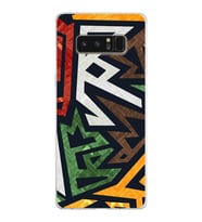 Samsung Galaxy Note 8 Kapak  Soyut Grafiti Tasarımlı Şeffaf Silikon Kılıf