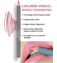 Uzun Süre Kalıcı Dağılma Yapmayan Nemlendirici Dudak Kalemi - Lipliner Pencil 11 True Rose