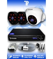 PICAM 3 Kameralı Uzay 1 İç Kamera Set HDD'siz Full HD Gece Görüşlü Güvenlik Kamerası Sistemi