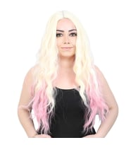 Mulvxprk  Prk02 Fiber Sentetik Uzun Su Dalgası Peruk - Platin / Pembe Ombreli (Mulvix)