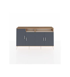 Arges Konsol 6 Raflı 4 Kapaklı 176x30x99 Çam-Antrasit/Aytaşı