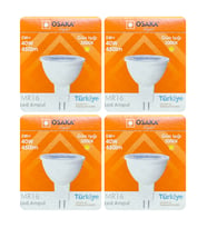 (4 Adet) Osaka 5W (40W) Sarı Işık (3000K) GU5.3 Duylu (İğne Bacak) Led Çanak Ampul