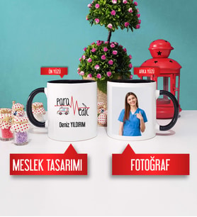 Paramedik Kupa Bardak Siyah Fotoğraflı