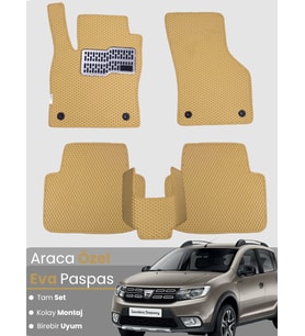 DACİA SANDERO STEPWAY (2012-2020) Uyumlu EVA Paspas Tam Set–Araca Özel,Su Geçirmez,Kolay Montaj