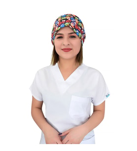 Renkli Kurbağalar Desenli Doktor Veteriner Aşçı Bone