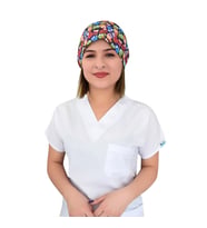 Renkli Kurbağalar Desenli Doktor Veteriner Aşçı Bone (Kırmızı-Beyaz)