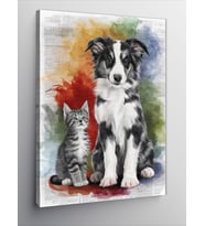 Kanvas Tablo Gazete Fon Ve Köpekler