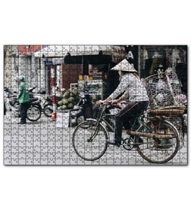 Cakapuzzle Bisikletli Uzakdoğulu  Puzzle Yapboz MDF (Ahşap) (120 Parça)