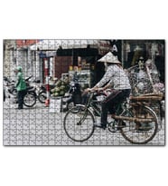 Cakapuzzle Bisikletli Uzakdoğulu  Puzzle Yapboz MDF (Ahşap) (120 Parça)
