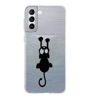 Samsung Galaxy S21 Plus Kapak Mandala Kedi Tasarımlı Şeffaf Silikon Kılıf