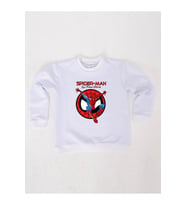 Spiderman baskılı örümcek adam pamuklu kumaş çocuk sweatshirt (Beyaz)
