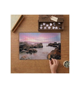 Pembe Gökyüzü Altında Deniz Tasarımı 240 parça Ahşap Puzzle Ahşap Kutuda MP04023