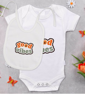 BK Kids Good Vibes Tasarımlı Bebek Body Zıbın ve Mama Önlüğü Hediye Seti - Model 1