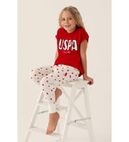 U.S. Polo Assn. 1834 Garson Lisanslı Text Printed Kız Çocuk Pijama Takımı