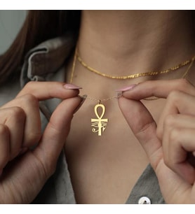 Kişiye Özel 925 Ayar Gümüş Tasarım Ankh Ra'nın Gözü Kolye (Gold)