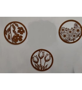 Duvar süsü yuvarlak çiçek 3 lü set