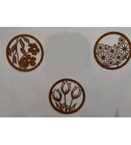 Duvar süsü yuvarlak çiçek 3 lü set